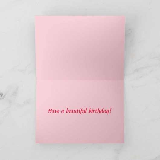 Gelukkige Verjaardag Wit en Roze Plumeria, Roze Kaart (Binnen)