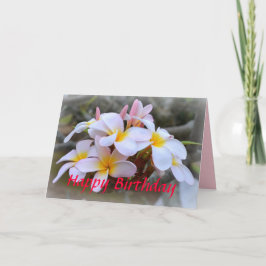 Gelukkige Verjaardag Wit en Roze Plumeria, Roze Kaart