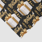 Gelukkige Verjaardag Wit Goud Weefseldocument Tissuepapier (Detail)