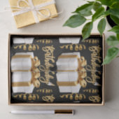 Gelukkige Verjaardag Wit Goud Weefseldocument Tissuepapier (Geschenk)