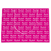 Gelukkige Verjaardag Wit Script Naam Hot Pink Groot Cadeauzakje (Voorkant)