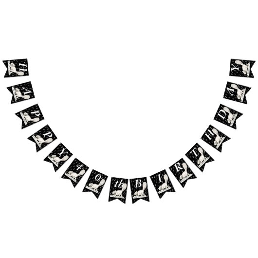 Gelukkige Verjaardag Witte Kat op Piano Keys Muzie Vlaggetjes (Alle)