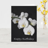 Gelukkige Verjaardag Witte Orchidee Kaart (Gele Bloem)