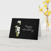 Gelukkige Verjaardag Witte Orchideeën Kaart (Gele Bloem)