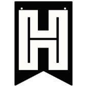 GELUKKIGE VERJAARDAG ☆ WITTE TEKST OP ZWARTE ACHTE VLAGGETJES (Tweede vlag)