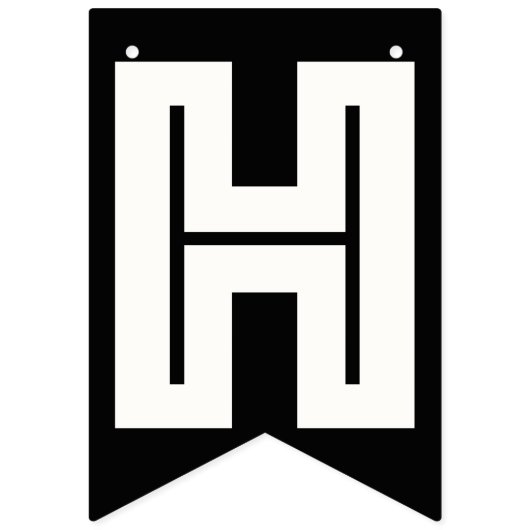 GELUKKIGE VERJAARDAG ☆ WITTE TEKST OP ZWARTE ACHTE VLAGGETJES (Tweede vlag)