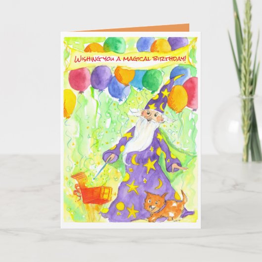 Gelukkige Verjaardag Wizard Magic Kaart (Voorkant)