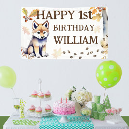 Gelukkige verjaardag wolf cub wild een feest spandoek