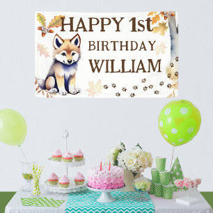 Gelukkige verjaardag wolf cub wild een feest spandoek