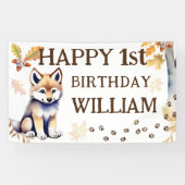 Gelukkige verjaardag wolf cub wild een feest spandoek (Horizontaal)