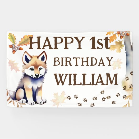 Gelukkige verjaardag wolf cub wild een feest spandoek (Horizontaal)