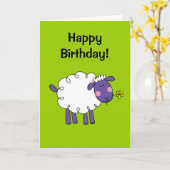 Gelukkige verjaardag (wollig schaap) kaart (Gele Bloem)