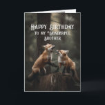 Gelukkige Verjaardag Wonderful Brother Friend Foxe Kaart<br><div class="desc">Gelukkige Verjaardag Wonderful Brother Friend Foxes Leuke Dier Humor</div>