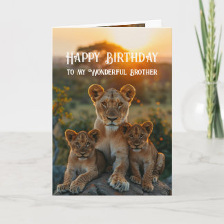 Gelukkige Verjaardag Wonderful Brother Lion Animal Kaart
