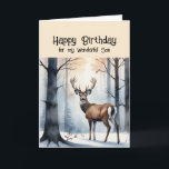 Gelukkige Verjaardag Wonderful Son Stag Deer Feestdagen Kaart<br><div class="desc">Happy Birthday Wonderful Son Stag Deer winterbos</div>
