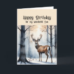 Gelukkige Verjaardag Wonderful Son Stag Deer Feestdagen Kaart<br><div class="desc">Happy Birthday Wonderful Son Stag Deer winterbos</div>