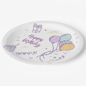 ✨ Gelukkige Verjaardag Wonderland – Pastel Ballon  Papieren Bordje (Gekanteld)