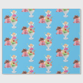 Gelukkige Verjaardag Wrapping Papier Fairy Ice Cre (Vlak)