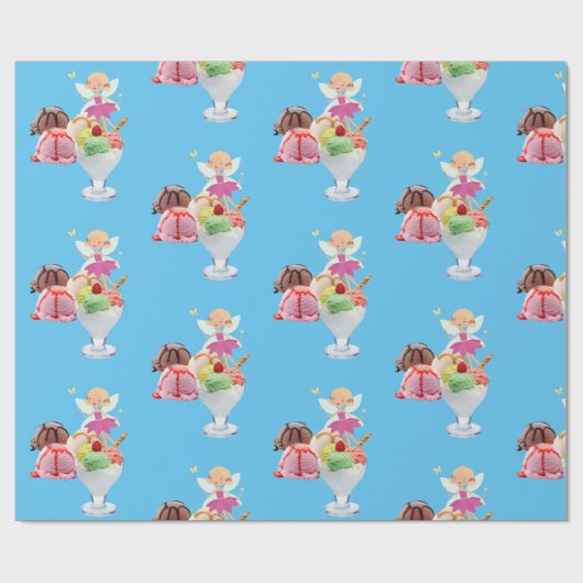 Gelukkige Verjaardag Wrapping Papier Fairy Ice Cre (Vlak)