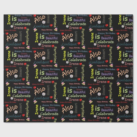 Gelukkige Verjaardag Wrapping Papier Irene (Vlak)