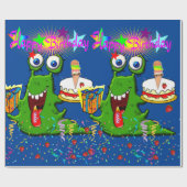 Gelukkige Verjaardag Wrapping Papier Monster (Vlak)