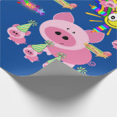 Gelukkige Verjaardag Wrapping Papier Roze Varkens (Hoek)