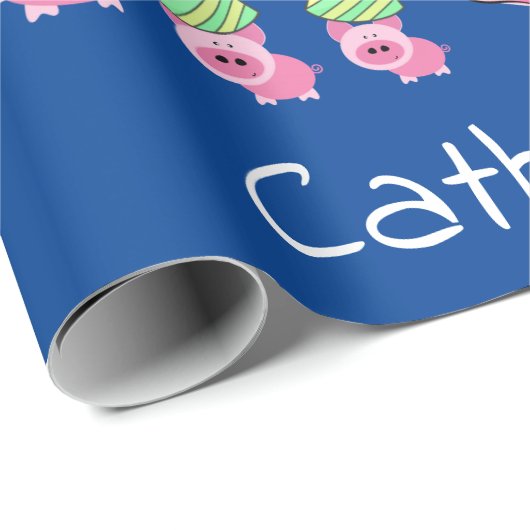 Gelukkige Verjaardag Wrapping Papier Roze Varkens (Rol Hoek)