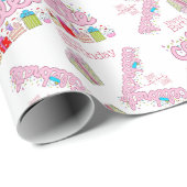 Gelukkige Verjaardag Wrapping Papier Vieren Roze (Rol Hoek)