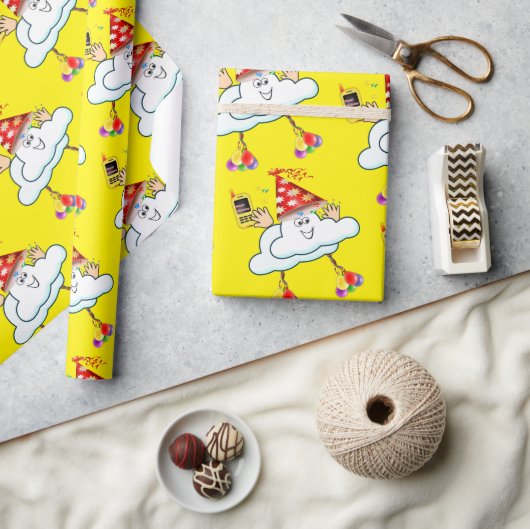 Gelukkige Verjaardag Wrapping Papier Wolken IPhone (Crafts)