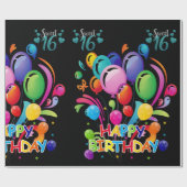 Gelukkige Verjaardag Wrapping Papier Zoet Zestien (Vlak)