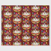 Gelukkige Verjaardag Wrapping Papieren Apen Cadeaupapier (Vlak)