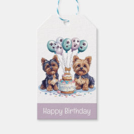 Gelukkige Verjaardag Yorkie Dog Cadeaulabel