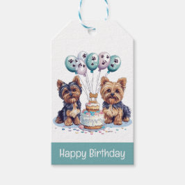 Gelukkige Verjaardag Yorkie Dog Cadeaulabel