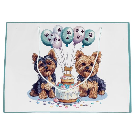 Gelukkige Verjaardag Yorkie Dog Groot Cadeauzakje (Voorkant)