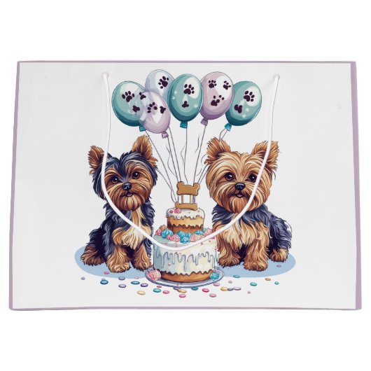 Gelukkige Verjaardag Yorkie Dog Groot Cadeauzakje (Voorkant)