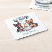 Gelukkige Verjaardag Yorkie Dog Kartonnen Onderzetters (Gebogen)