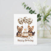 Gelukkige verjaardag Yorkie honden Briefkaart (Staand voorkant)