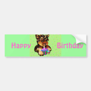 GELUKKIGE VERJAARDAG YORKIE POO BUMPERSTICKER