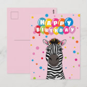 Gelukkige verjaardag Zebra Briefkaart (Voorkant / Achterkant)