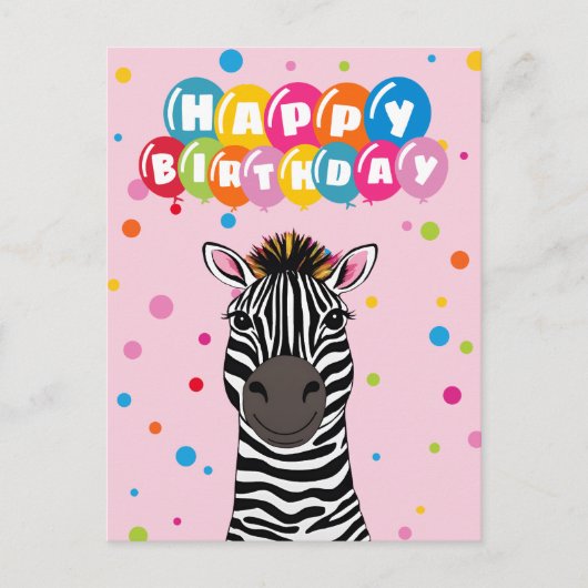 Gelukkige verjaardag Zebra Briefkaart (Voorkant)