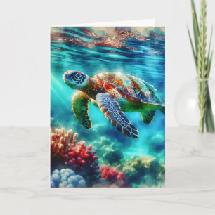Gelukkige verjaardag   Zee schildpad zwemmen Kaart