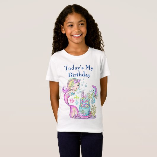 Gelukkige Verjaardag Zeemeermin T-shirt (Voorkant volledig)