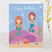 Gelukkige Verjaardag zeemeerminnen meisjes onder w Kaart (Gele Bloem)