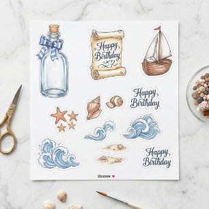 Gelukkige Verjaardag Zeevaart Stickerblad Sticker
