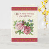 Gelukkige Verjaardag Zegeningen aan Speciale Vrien Kaart (Gele Bloem)