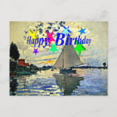 Gelukkige verjaardag, zeilboot bij le Petit Gennev Briefkaart (Voorkant)