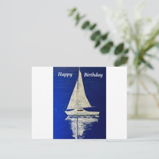 Gelukkige Verjaardag zeilen Briefkaart (Staand voorkant)