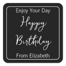 Gelukkige Verjaardag & Zenders Naam Zwart-Wit