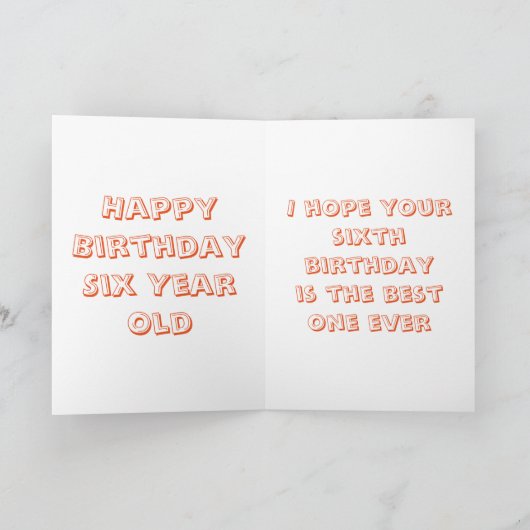 Gelukkige Verjaardag Zes Jaar Oud, Schattigee Draa Kaart (Binnen)