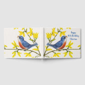 Gelukkige Verjaardag Zingend Blauwe Rode Vogel Gel Gastenboek (Volledig)